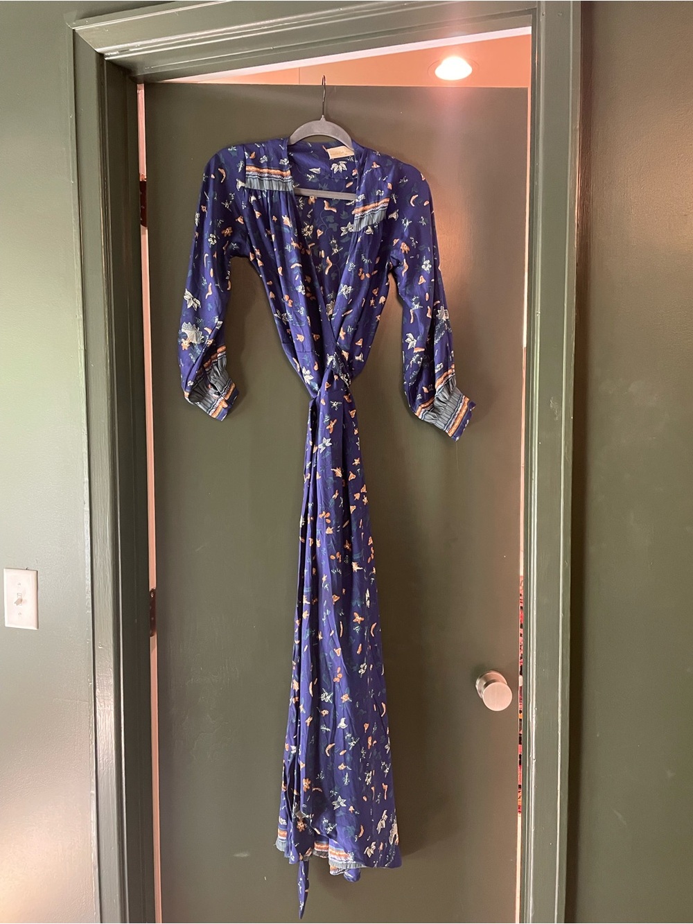 Natalie Martin Navy and Teal Botanical Print Dress